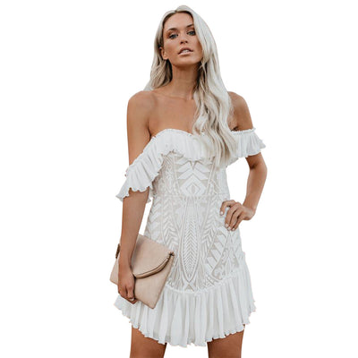 Hippie Fashion White Mini Dress Style
