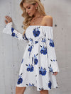 Autumn White And Blue Dress Sundress