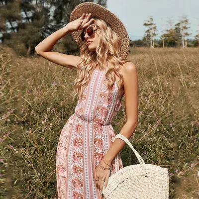Hippie Summer Maxi Dress Embroidered