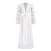 Boho White Lace Dress With Sleeves Beach Dress