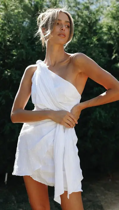 Asymmetrical White Dress Sundress