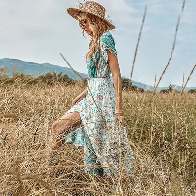 Hippie Floral Maxi Dress Boho