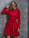 Red Ruffled Boho Dress Floral Clothes