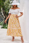 Plus Size Boho Yellow Maxi Skirt Floral Clothes