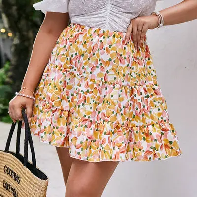 Plus Size Floral Short Skirt Boho