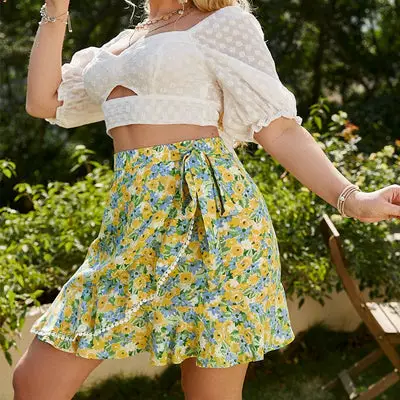 Plus Size Summer Mini Skirt Floral Clothes