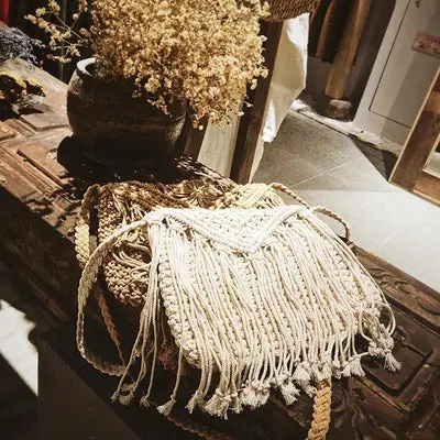 summer Boho Fringe Bag In rope Grunge