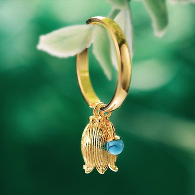 mother of the bride Lotus Fun real 925 sterling silver Lapis natural gemstones creative Vintage beautiful jewelry fresh redbud flower bell rings for women maternity