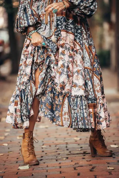 2021 Vintage Boho Maxi Dress Lace
