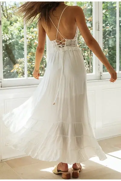 2022 White Wedding Maxi Dress Lace