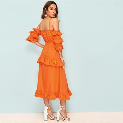mother of the bride Boho Maxi Dress Orange for sale