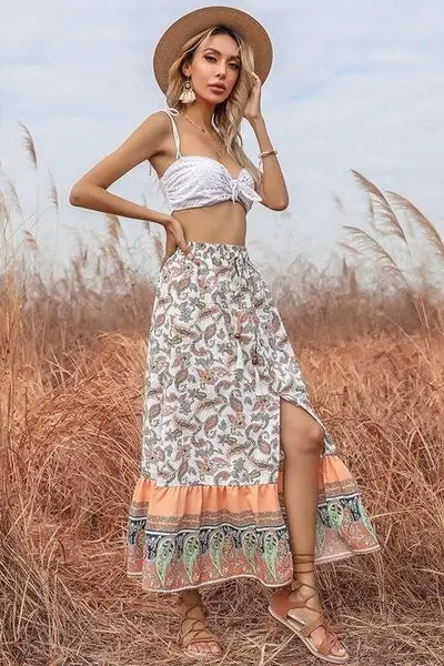 beach Boho Maxi Long Floral Skirt women