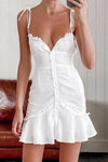winter Boho White Cotton Short Dress UK
