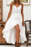flower White Maxi Dress Boho Asymmetry Lace
