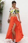 Grunge Boho Maxi Skirt Orange 2022