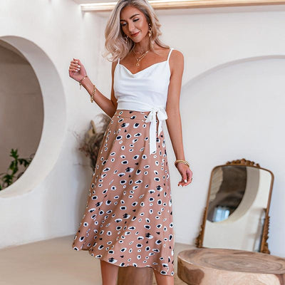 formal Long Boho Skirt Pink Leopard Vintage