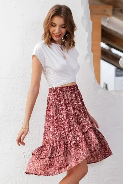 Vintage Midi Skirt Embroidered