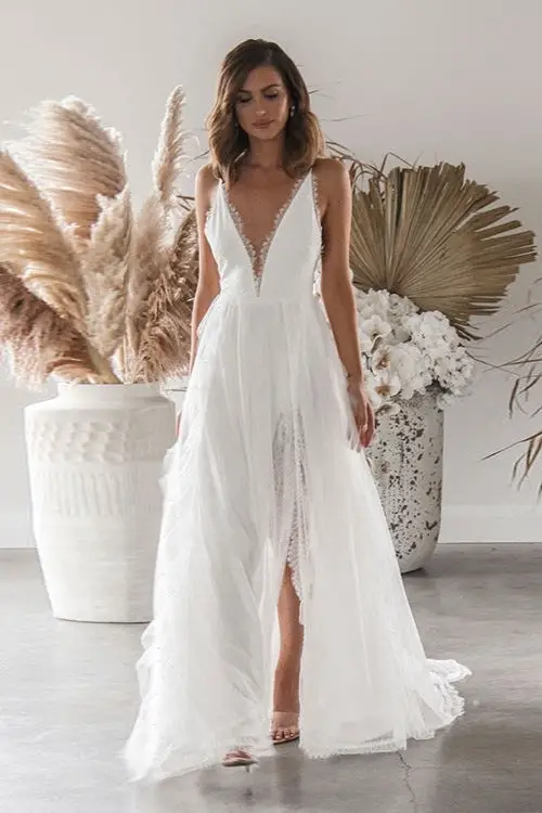 Sleeveless Strap Irregular Ruffles Boho White Maxi Dress - – Chic Boho Style