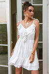 White Boho Ruffle Short Dress Sundress