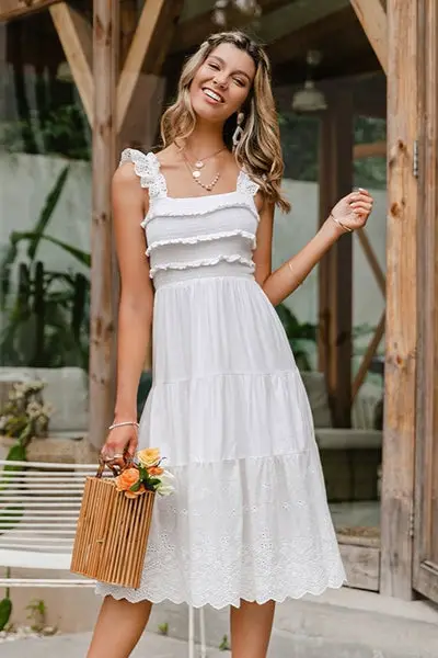White Sleeveless Summer Dress Vintage