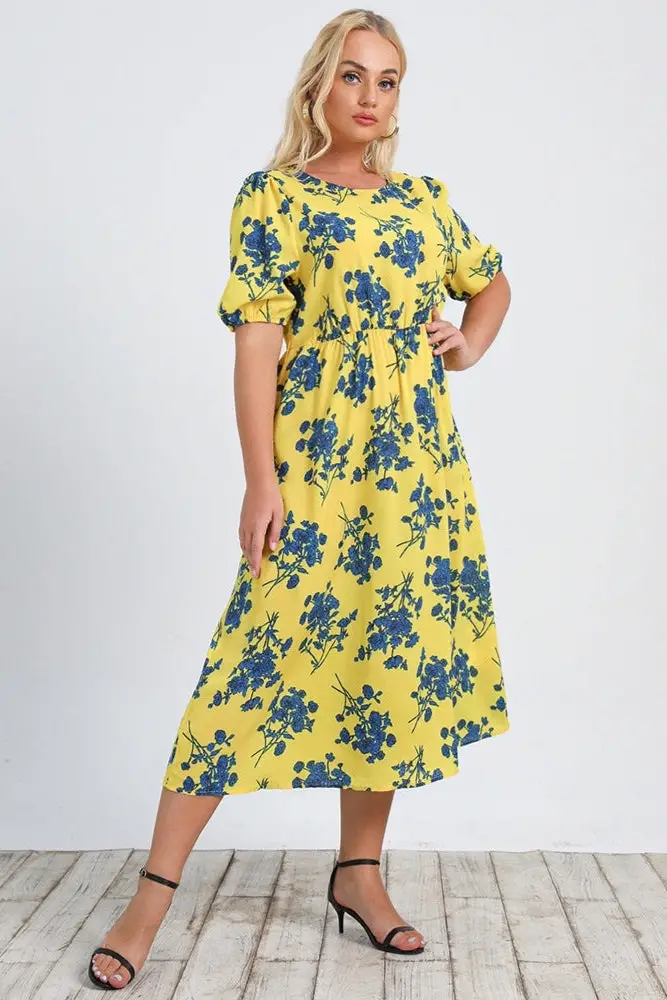 Yellow A- line Flower Dress