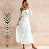 2021 Boho Maxi Dress White with Ruffles summer