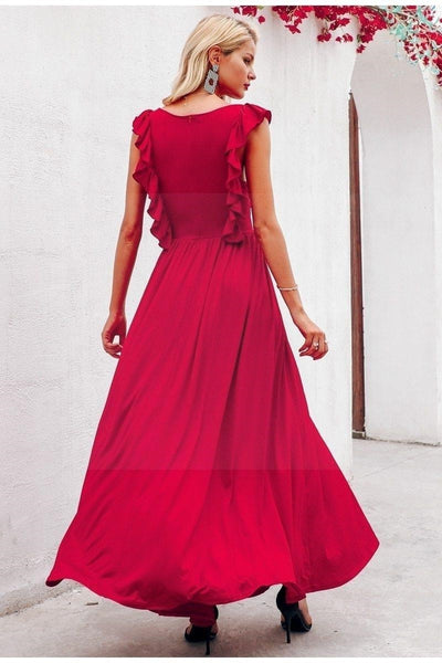 party Boho chic red long dress summer