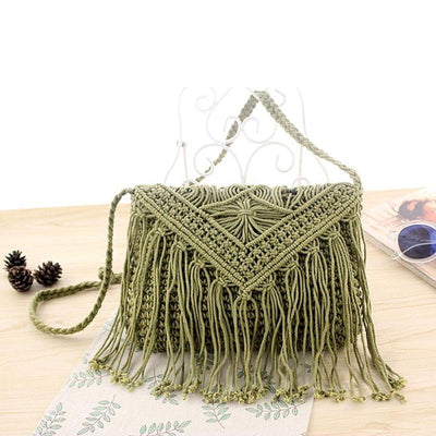 Hippie Boho Fringe Bag In rope for sale