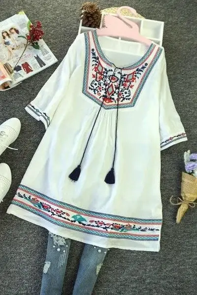 2022 Boho Tunic Ample Embroidered mother of the bride