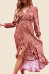 wedding guest Boho chic coral dress Cowgirl