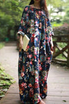 Vintage Maxi Long Dress Boho Style Flowers sun