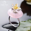 for sale Real Lotus Fun 925 Sterling Silver Natural Pink Handmade Designer Jewelry Lotus Whispers Ring for Women Brincos maternity