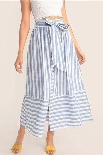 beach Blue Boho long skirt Lace
