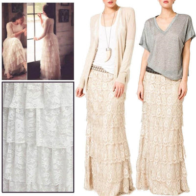 flower Boho Long Skirt Champagne Color sexy