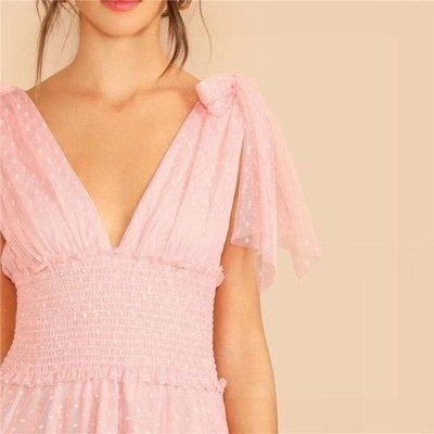 Vintage Boho chic powder pink dress Lace