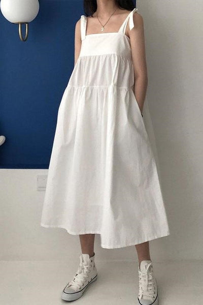 Grunge Long White Dress Boho Simple cheap