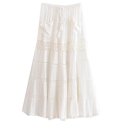 maternity Boho Long Skirt White Lace 2021