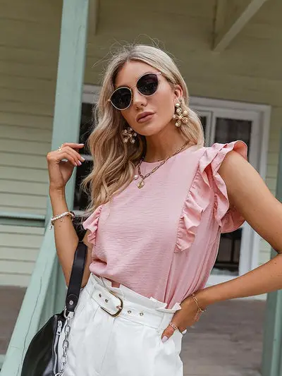 sexy Chic Blouse with Ruffled Sleeves Vintage