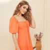 women Boho chic orange dress flower