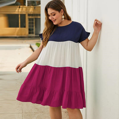 sun Three Color Pleated Dress party
