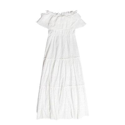 Retro White Maxi Dress Cowgirl Lace 2021