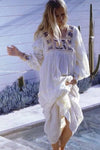 Lace White hippie Boho maxi dress Lace