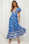 beach Boho Long Dress Chic Blue formal