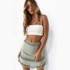 Grunge Boho Short Skirt with Pompon Cowgirl