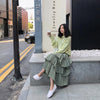 cheap Long Boho Skirt Pastel Green formal