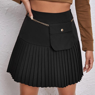 Cowgirl Short Black Pleated Skirt Lace