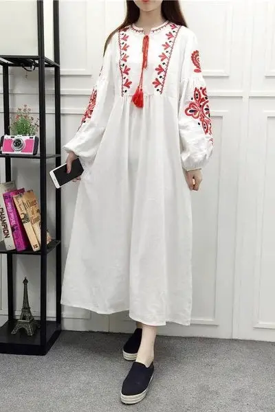 UK Boho Maxi Dress White Embroidered wedding guest