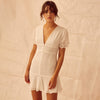 Hippie White Short Dress with Lace Lace