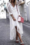 wedding Boho Lace Dress White Long Sleeve Gypsy