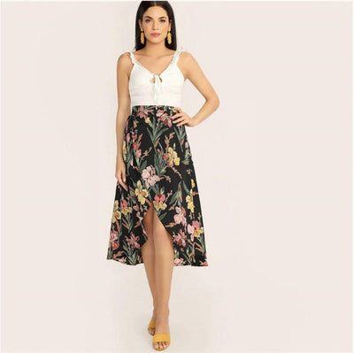 women Boho floral skirt Lace